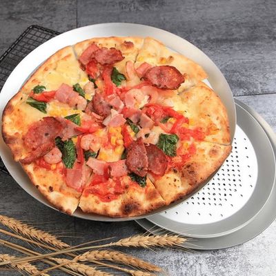 Khay nướng bằng nhôm đục lỗ Khay bánh pizza đục lỗ tròn 16 inch được Anodised cứng